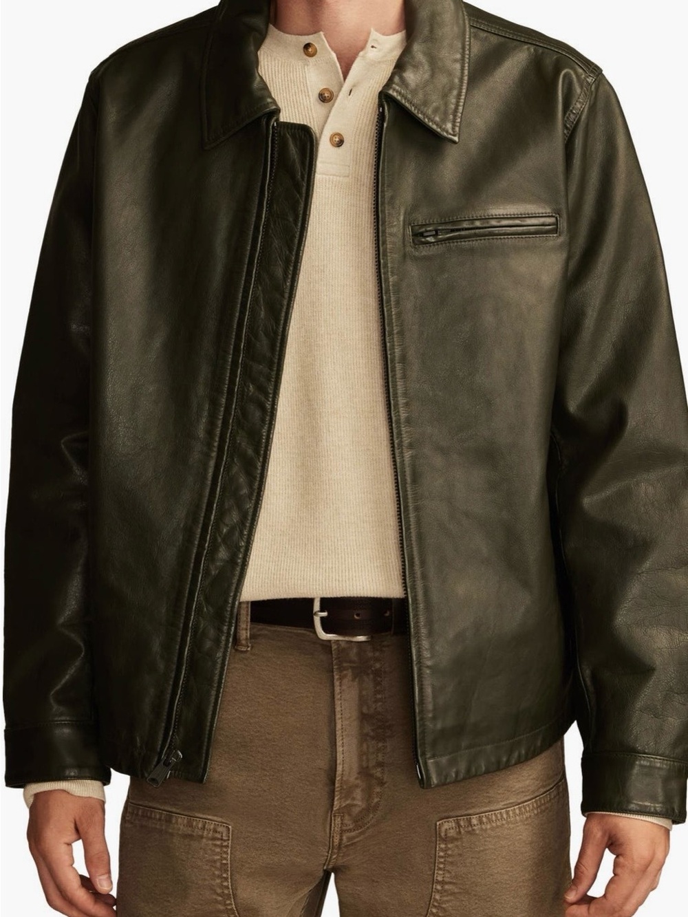 Lucky Brand Black Leather Bomber Jacket